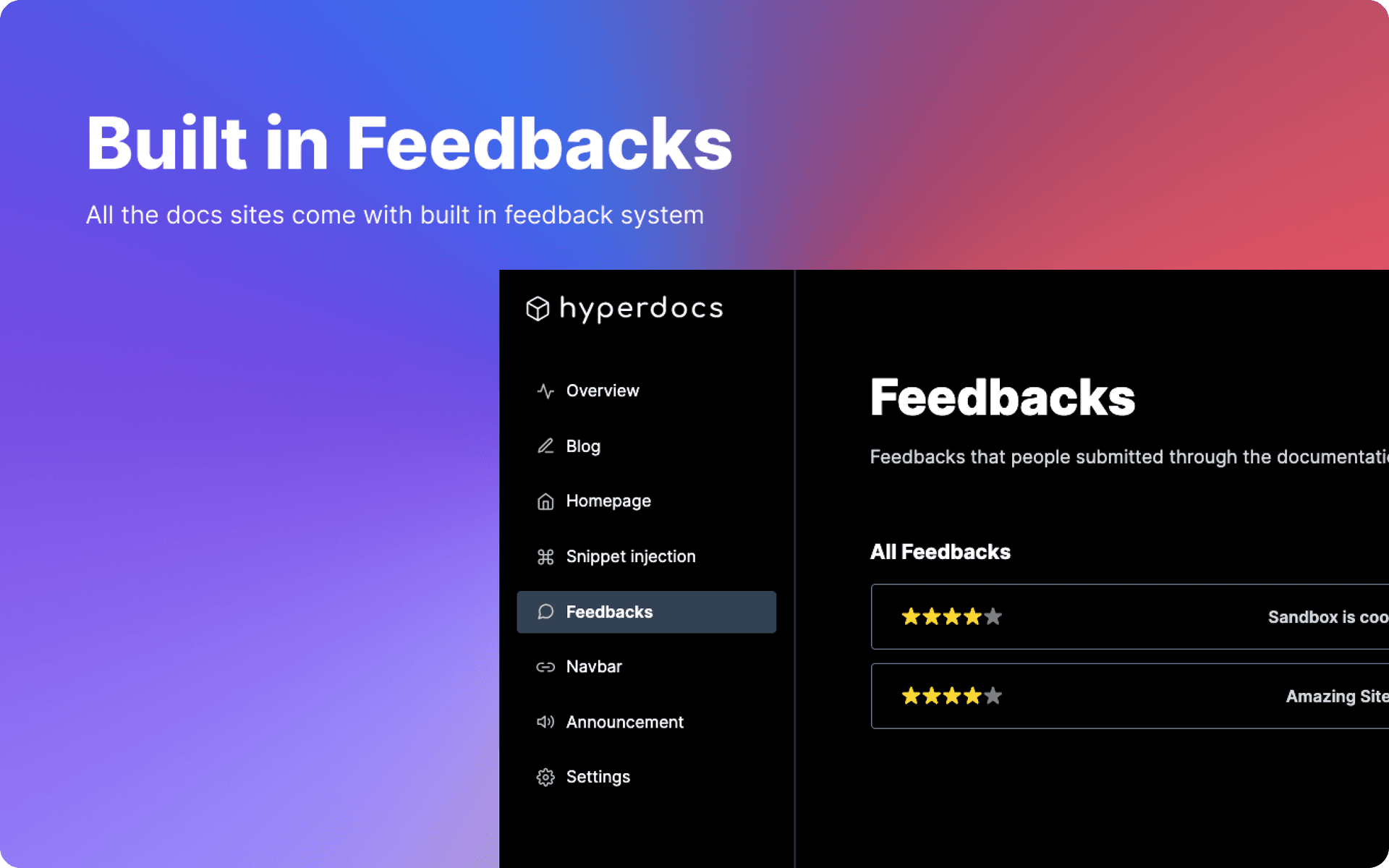 Feedbacks dashboard image