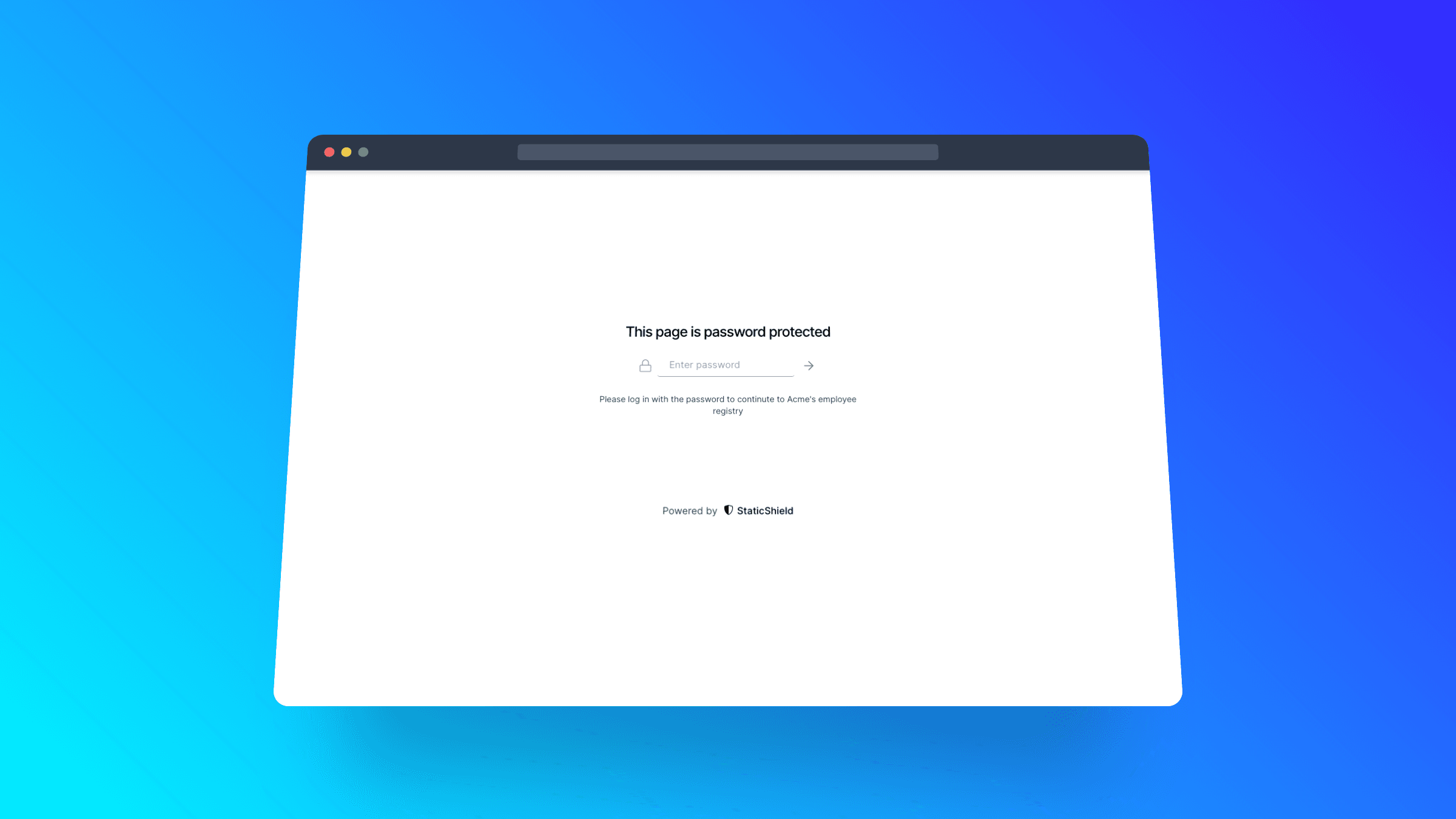 Login page